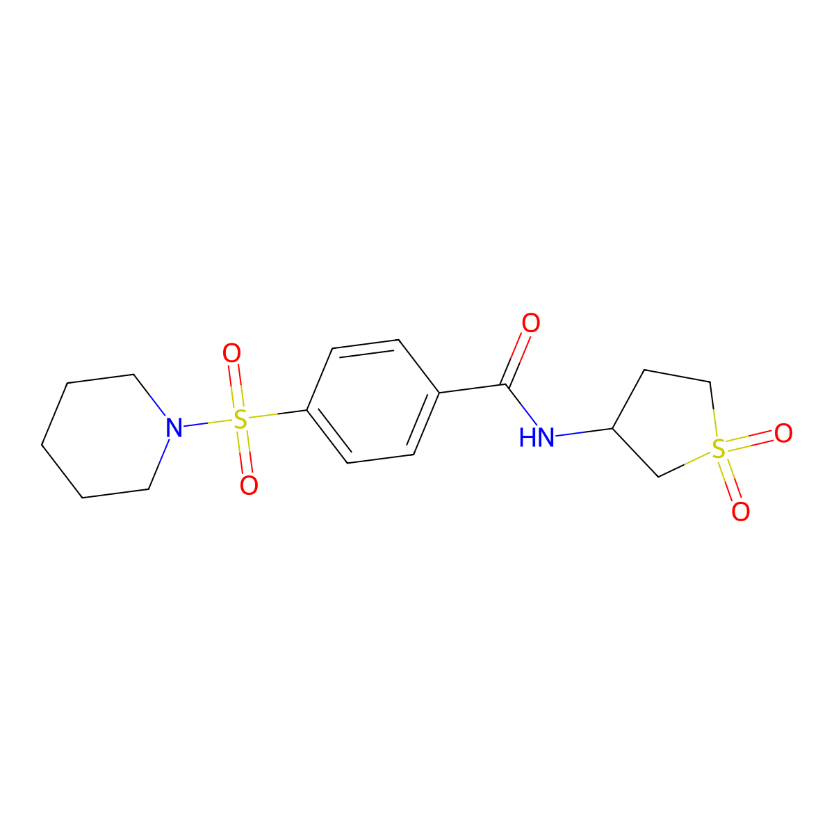 N-(1,1-dioxidotetrahydrothiophen-3-yl)-4-(piperidin-1-ylsulfonyl)benzamide molecular structure, CAS 325743-16-6