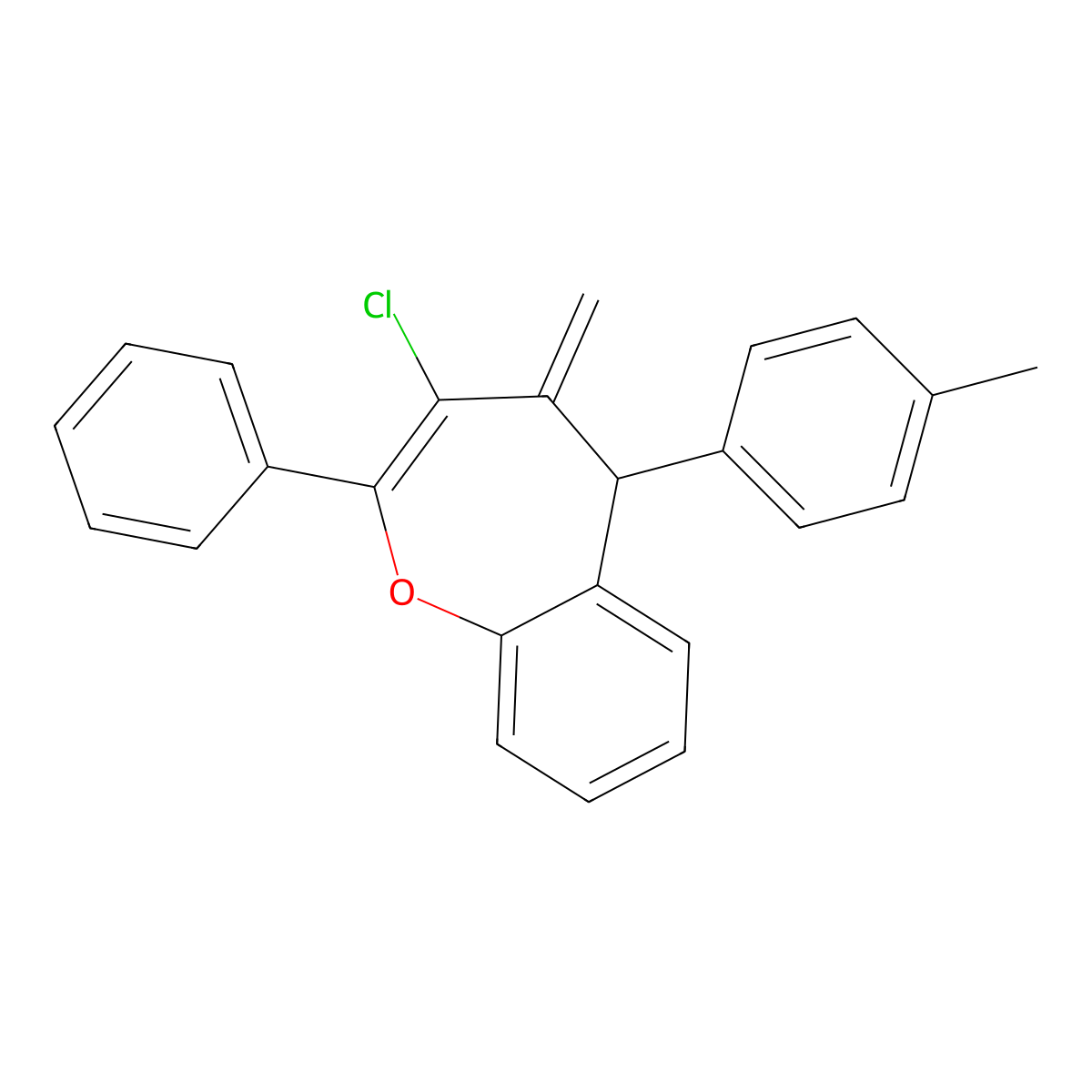 3-chloro-4-methylidene-5-(4-methylphenyl)-2-phenyl-5H-1-benzoxepine molecular structure, CAS 325743-24-6