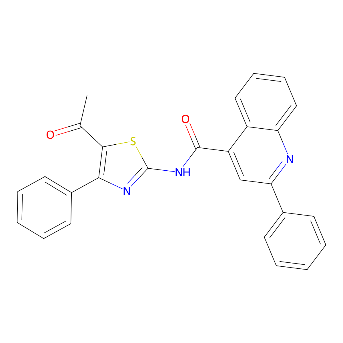 N-(5-acetyl-4-phenyl-1,3-thiazol-2-yl)-2-phenylquinoline-4-carboxamide molecular structure, CAS 325743-29-1
