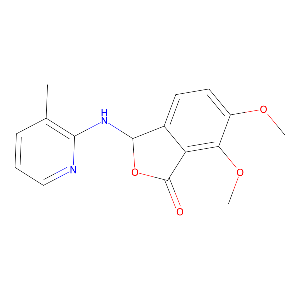 6,7-dimethoxy-3-((3-methylpyridin-2-yl)amino)isobenzofuran-1(3H)-one molecular structure, CAS 325743-74-6