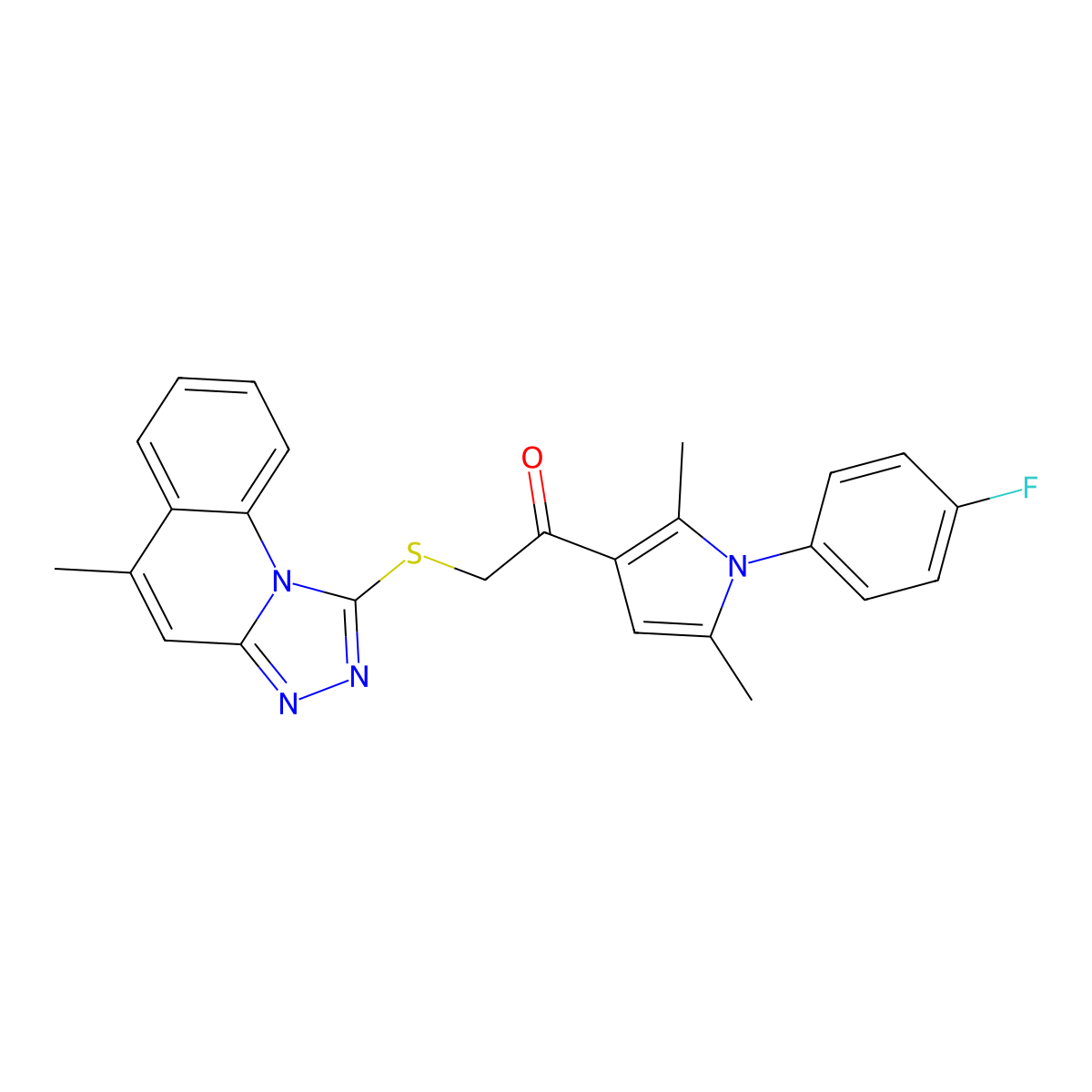 1-(1-(4-fluorophenyl)-2,5-dimethyl-1H-pyrrol-3-yl)-2-((5-methyl-[1,2,4]triazolo[4,3-a]quinolin-1-yl)thio)ethanone molecular structure, CAS 325745-29-7