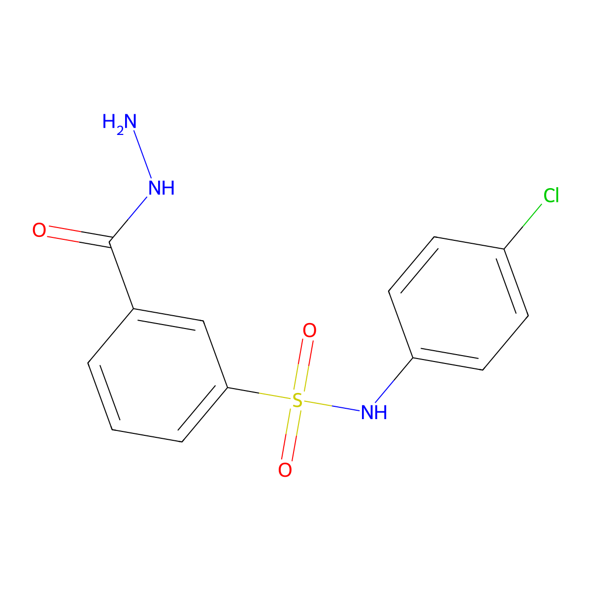N-(4-chlorophenyl)-3-(hydrazinecarbonyl)benzene-1-sulfonamide molecular structure, CAS 325745-61-7