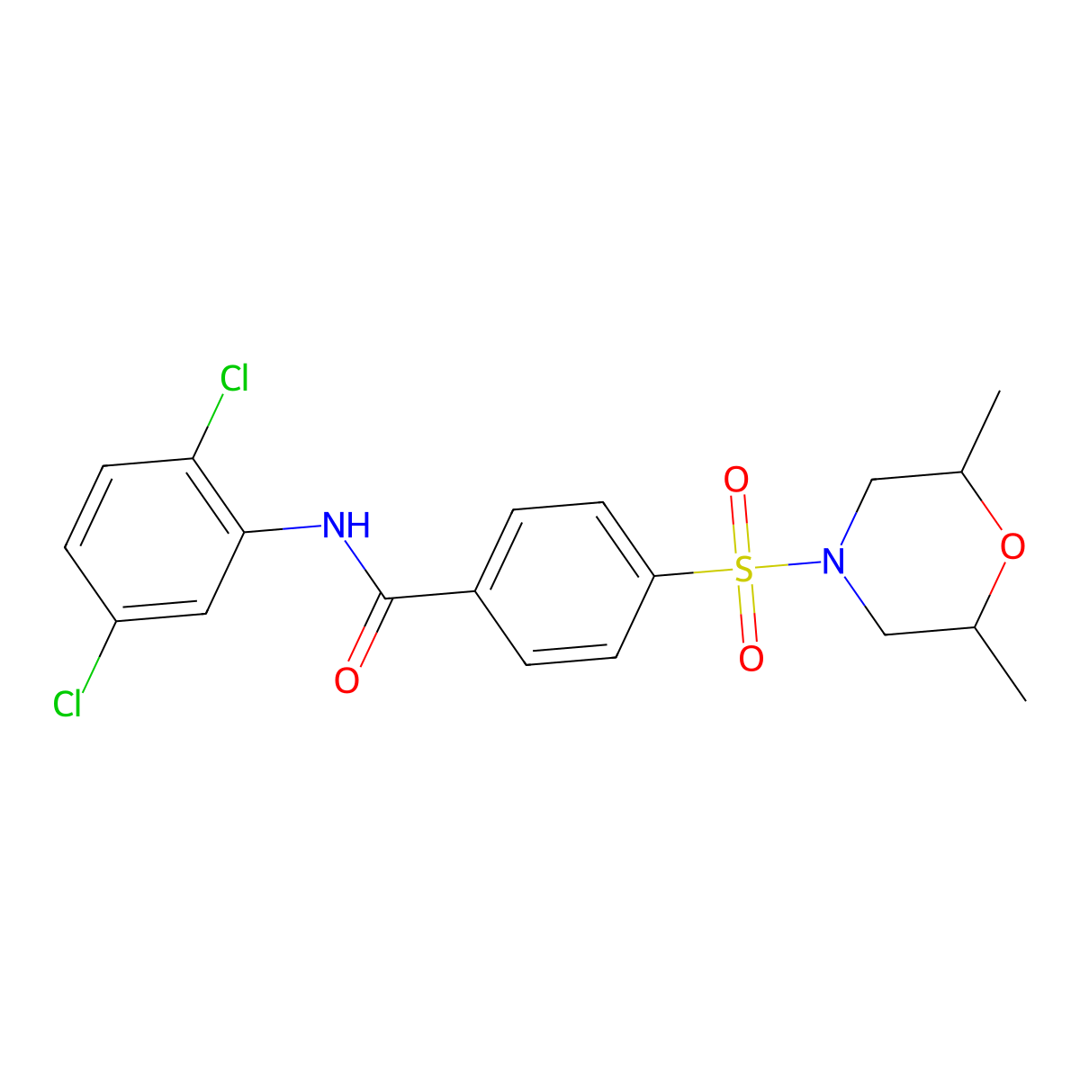 N-(2,5-dichlorophenyl)-4-((2,6-dimethylmorpholino)sulfonyl)benzamide molecular structure, CAS 325746-12-1
