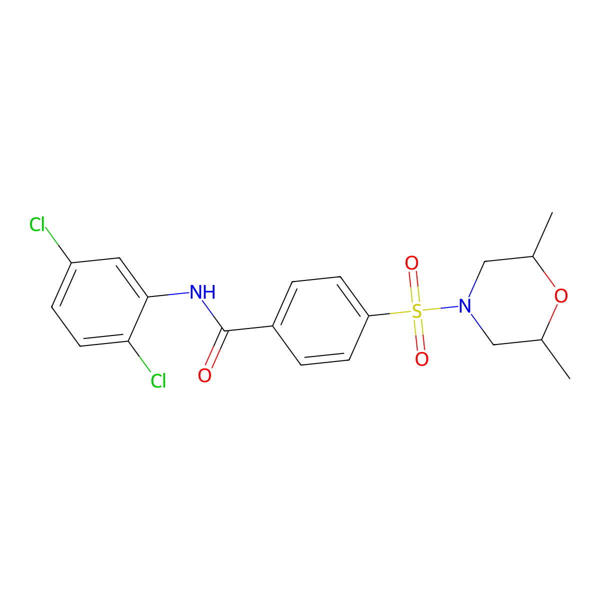 N-(2,5-dichlorophenyl)-4-((2,6-dimethylmorpholino)sulfonyl)benzamide molecular structure, CAS 325746-12-1