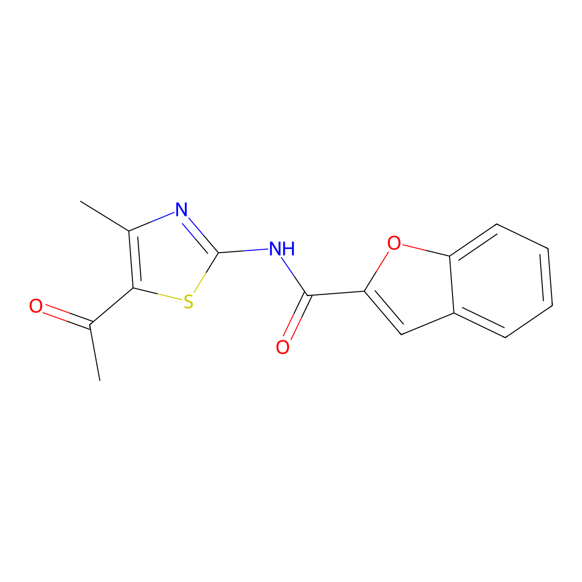 N-(5-acetyl-4-methyl-1,3-thiazol-2-yl)-1-benzofuran-2-carboxamide molecular structure, CAS 325746-48-3