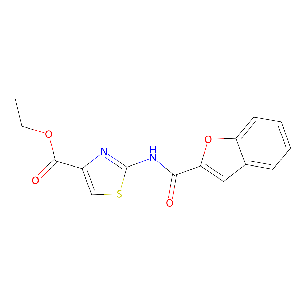 Ethyl 2-(benzofuran-2-carboxamido)thiazole-4-carboxylate molecular structure, CAS 325746-49-4