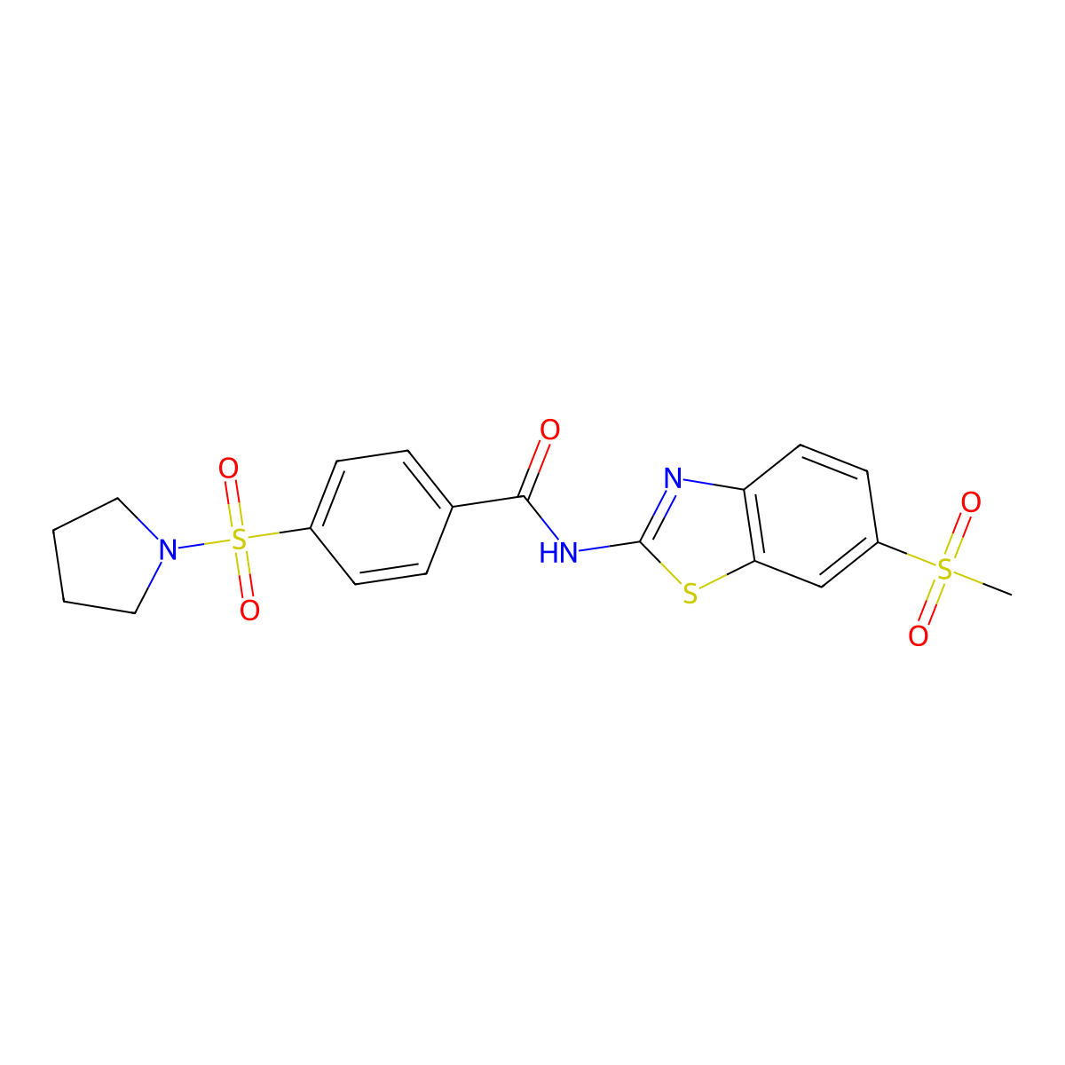 N-(6-(methylsulfonyl)benzo[d]thiazol-2-yl)-4-(pyrrolidin-1-ylsulfonyl)benzamide molecular structure, CAS 325746-65-4