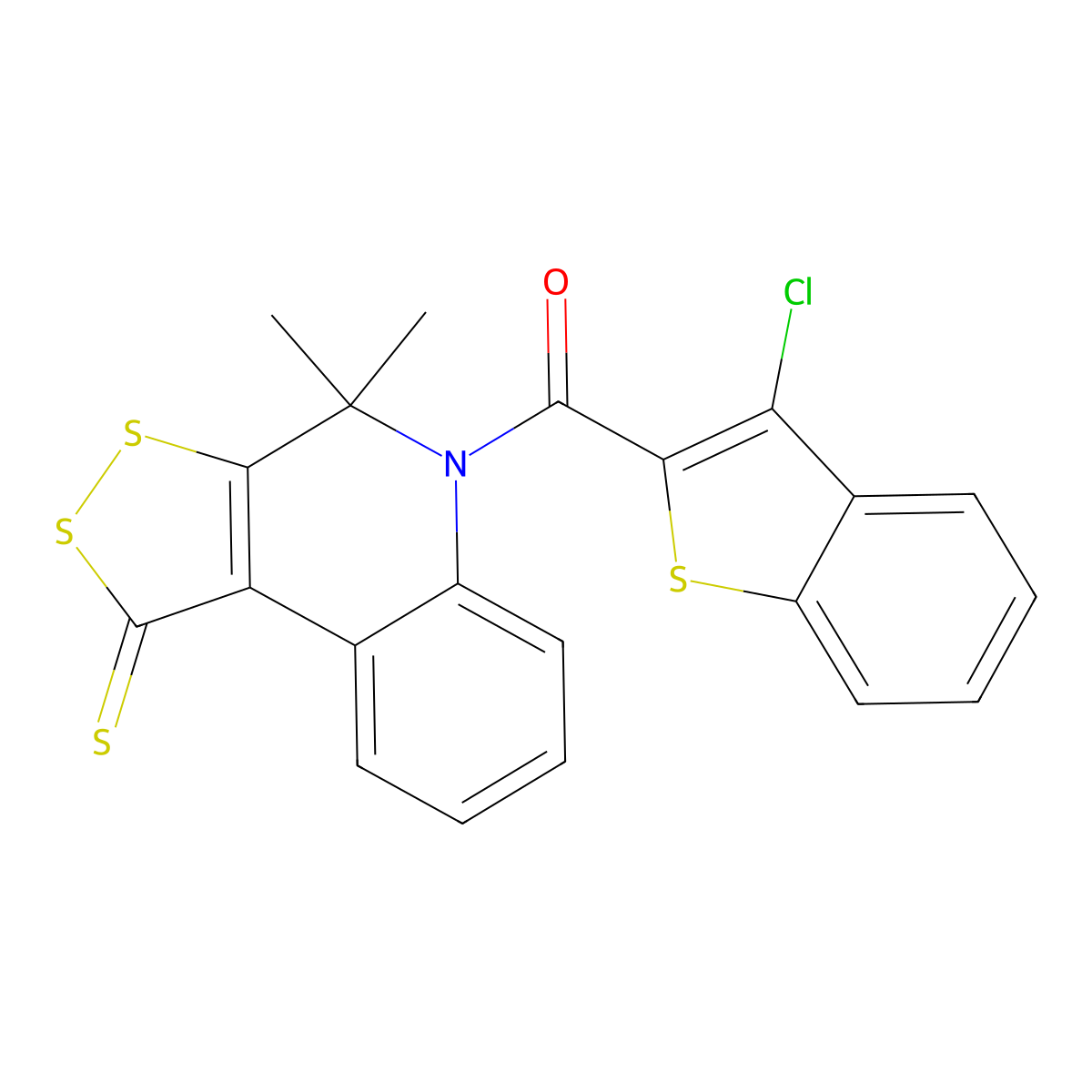 (3-chloro-1-benzothiophen-2-yl)(4,4-dimethyl-1-thioxo-1,4-dihydro-5H-[1,2]dithiolo[3,4-c]quinolin-5-yl)methanone molecular structure, CAS 325747-01-1