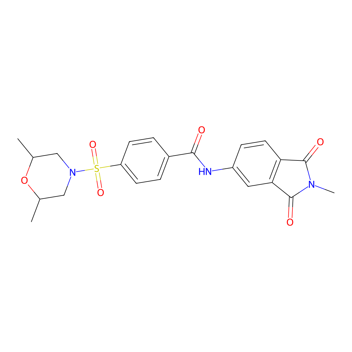 4-((2,6-dimethylmorpholino)sulfonyl)-N-(2-methyl-1,3-dioxoisoindolin-5-yl)benzamide molecular structure, CAS 325747-83-9