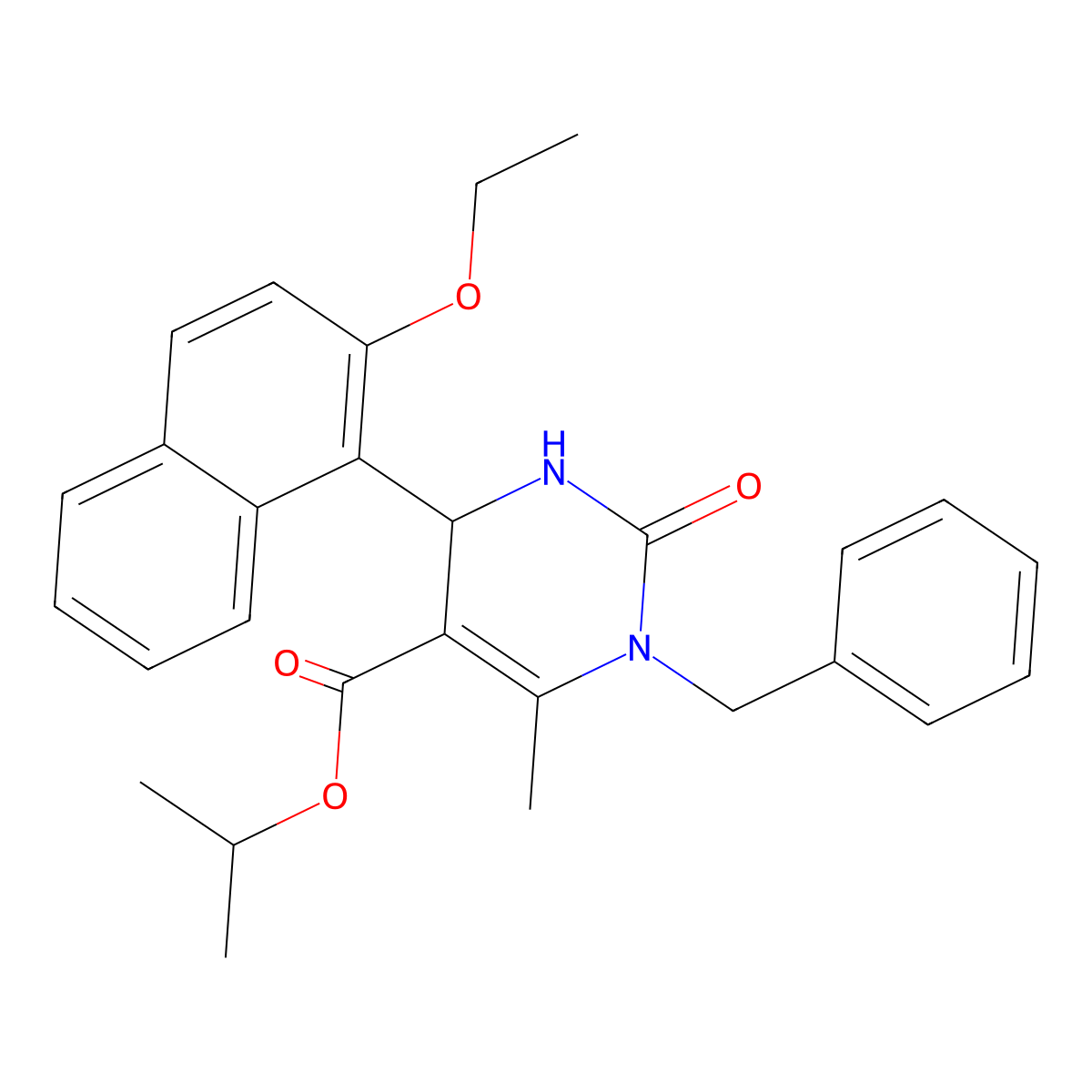 Isopropyl 1-benzyl-4-(2-ethoxynaphthalen-1-yl)-6-methyl-2-oxo-1,2,3,4-tetrahydropyrimidine-5-carboxylate molecular structure, CAS 325747-94-2