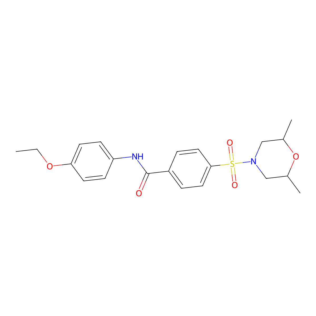 4-((2,6-dimethylmorpholino)sulfonyl)-N-(4-ethoxyphenyl)benzamide molecular structure, CAS 325748-00-3