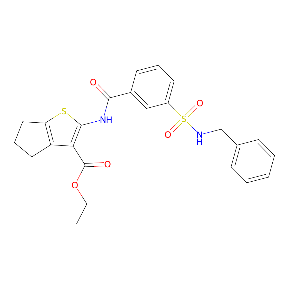 ethyl 2-[[3-(benzylsulfamoyl)benzoyl]amino]-5,6-dihydro-4H-cyclopenta[b]thiophene-3-carboxylate molecular structure, CAS 325748-13-8