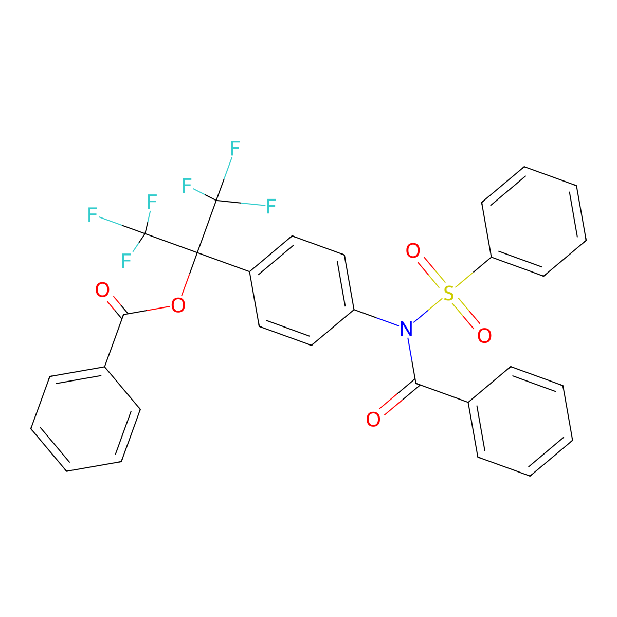 1-{4-[Benzoyl(phenylsulfonyl)amino]phenyl}-2,2,2-trifluoro-1-(trifluoromethyl)ethyl benzoate molecular structure, CAS 325749-31-3