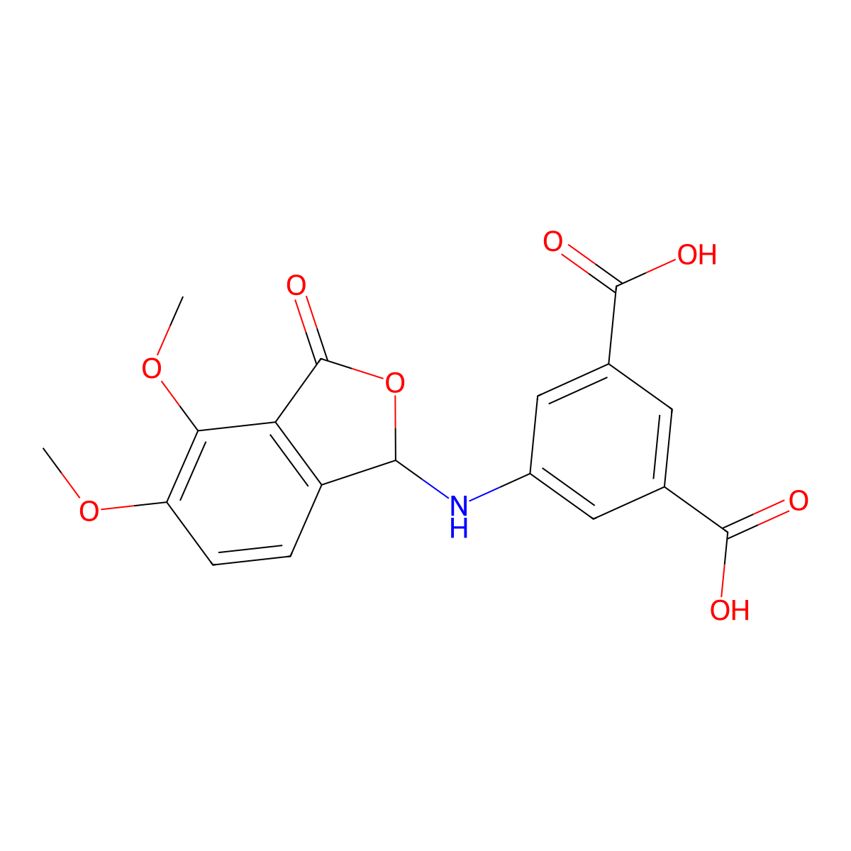 5-((4,5-Dimethoxy-3-oxo-1,3-dihydroisobenzofuran-1-yl)amino)isophthalic acid molecular structure, CAS 325750-31-0