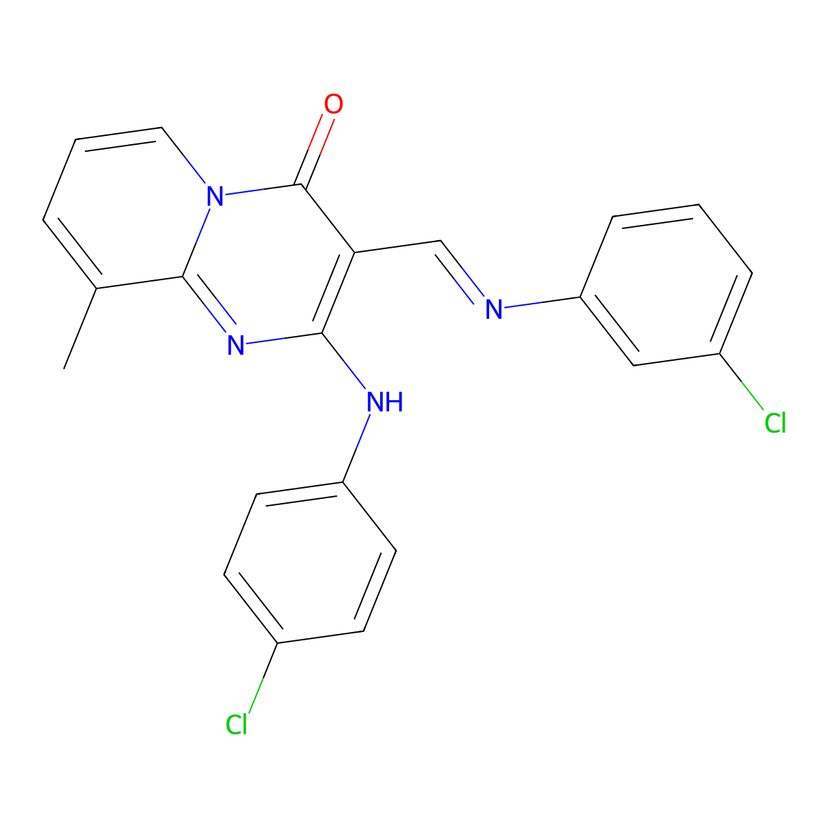 2-[(4-chlorophenyl)amino]-3-{[(3-chlorophenyl)imino]methyl}-9-methyl-4H-pyrido[1,2-a]pyrimidin-4-one molecular structure, CAS 325751-01-7