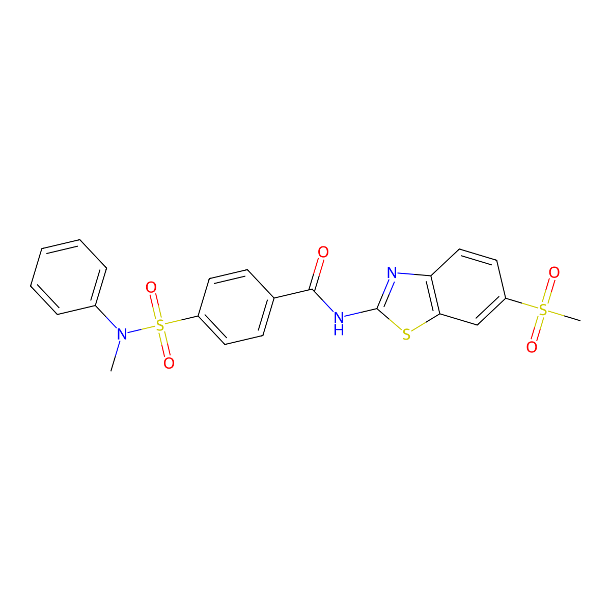 4-(N-methyl-N-phenylsulfamoyl)-N-(6-(methylsulfonyl)benzo[d]thiazol-2-yl)benzamide molecular structure, CAS 325751-05-1