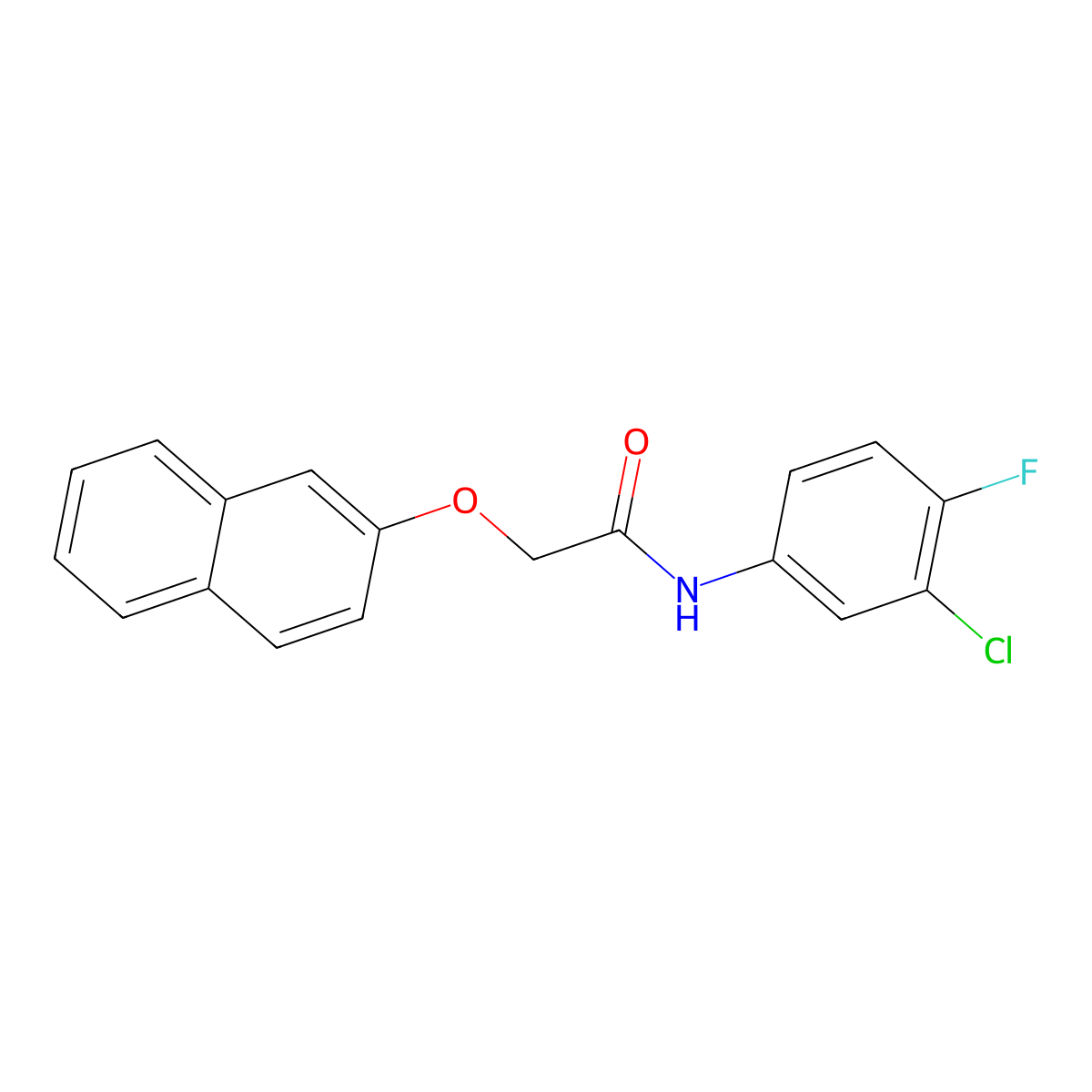 N-(3-chloro-4-fluorophenyl)-2-(2-naphthyloxy)acetamide molecular structure, CAS 325763-91-5