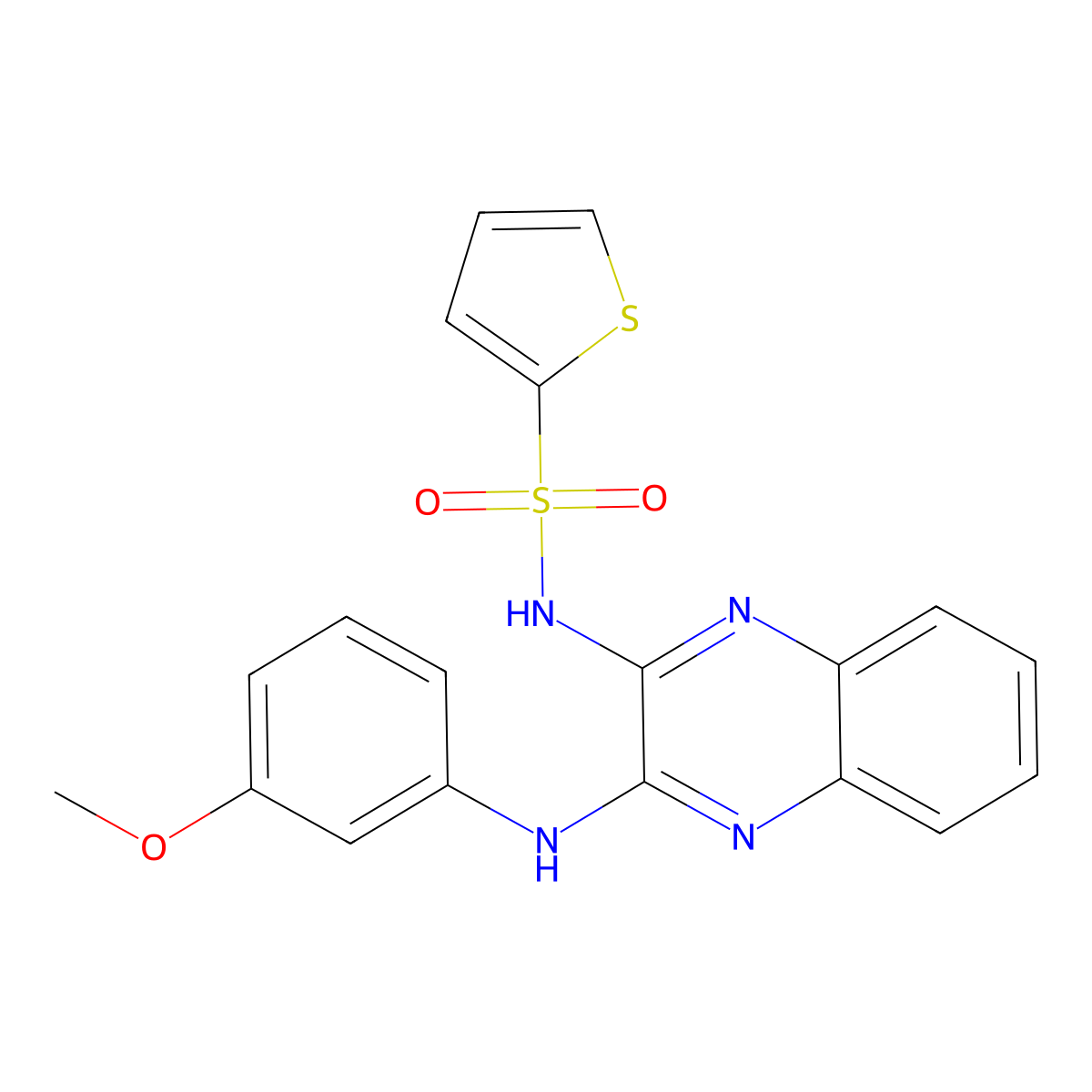 N-[3-(3-methoxyanilino)quinoxalin-2-yl]thiophene-2-sulfonamide molecular structure, CAS 325765-07-9