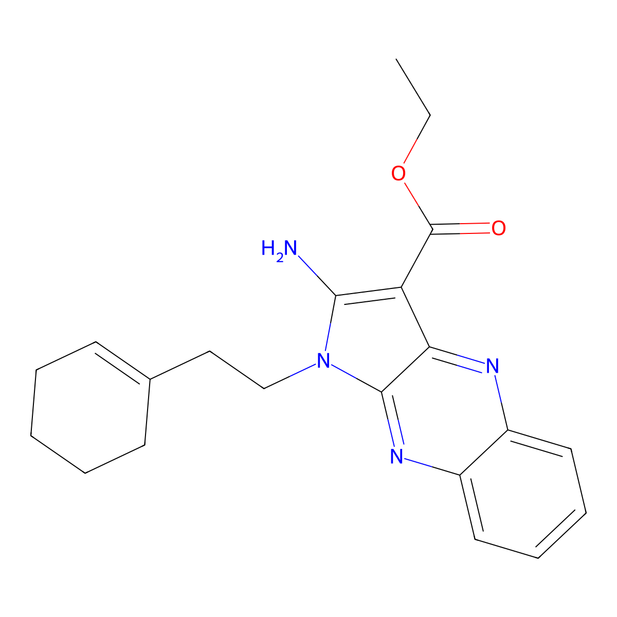 ethyl 2-amino-1-(2-cyclohex-1-en-1-ylethyl)-1H-pyrrolo[2,3-b]quinoxaline-3-carboxylate molecular structure, CAS 325766-01-6