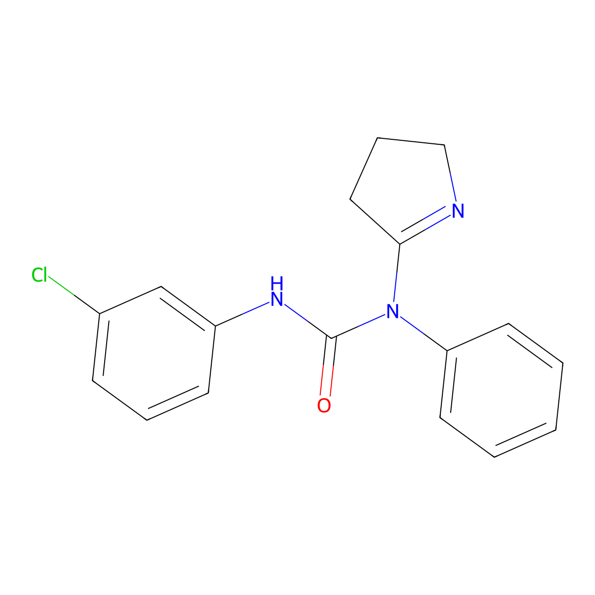 3-(3-chlorophenyl)-1-(3,4-dihydro-2H-pyrrol-5-yl)-1-phenylurea molecular structure, CAS 325766-78-7
