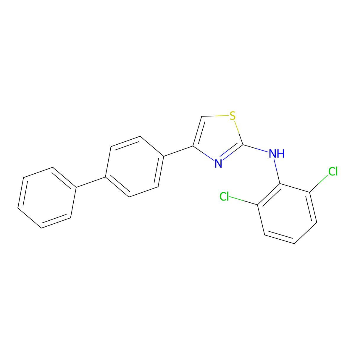 N-(2,6-dichlorophenyl)-4-(4-phenylphenyl)-1,3-thiazol-2-amine molecular structure, CAS 325767-15-5