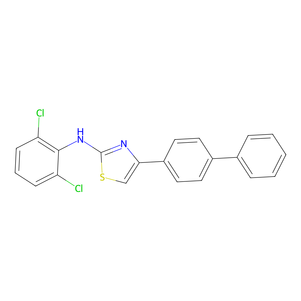 N-(2,6-dichlorophenyl)-4-(4-phenylphenyl)-1,3-thiazol-2-amine molecular structure, CAS 325767-15-5