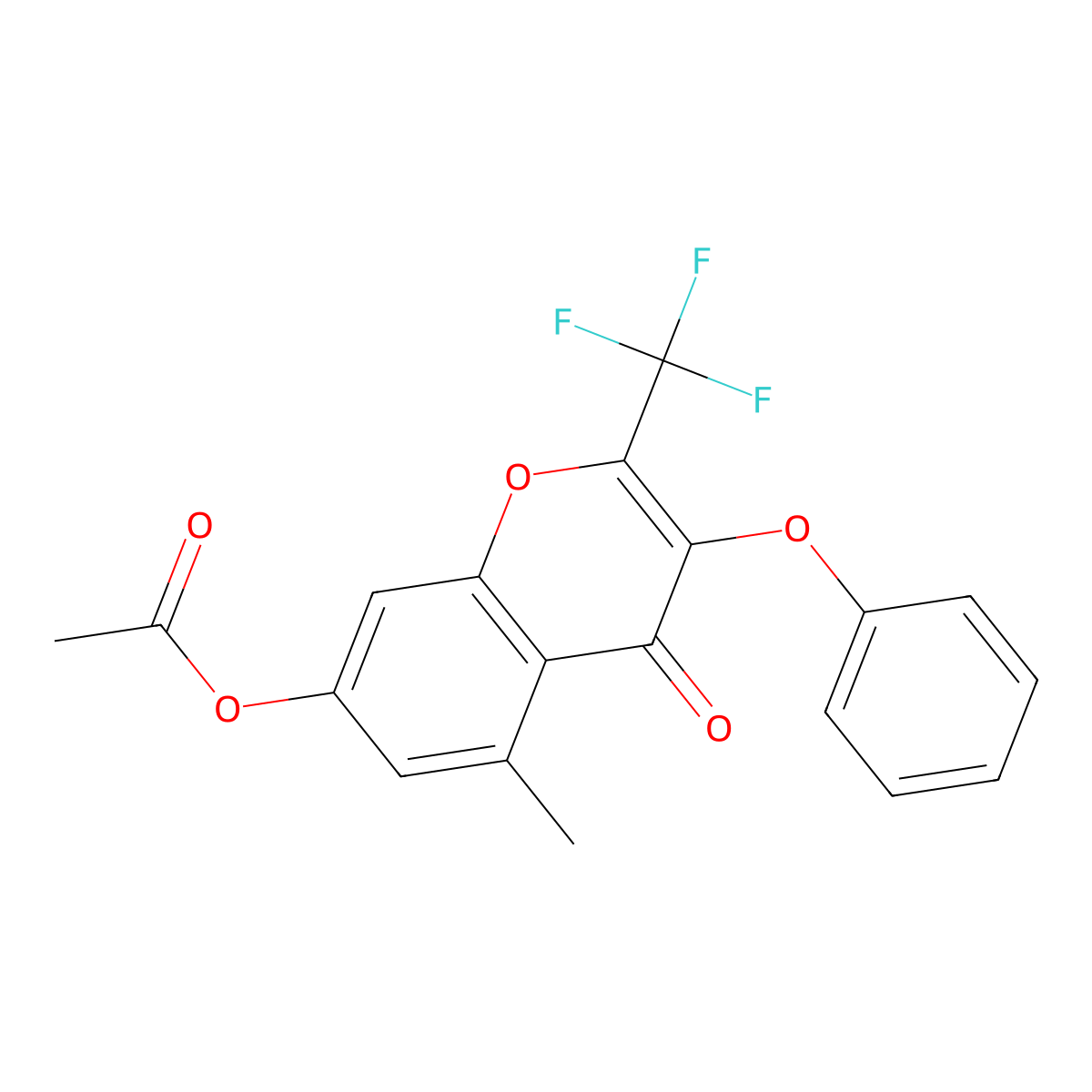 5-methyl-4-oxo-3-phenoxy-2-(trifluoromethyl)-4H-chromen-7-yl acetate molecular structure, CAS 325776-04-3