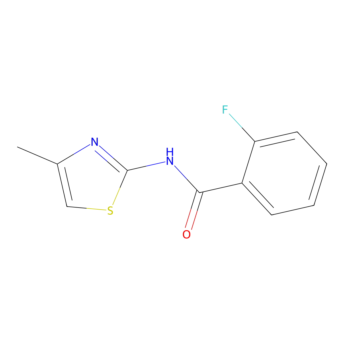 2-Fluoro-N-(4-methyl-1,3-thiazol-2-yl)benzamide molecular structure, CAS 325778-72-1