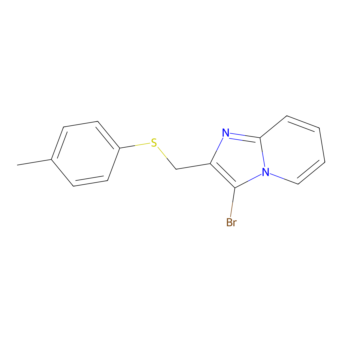 3-Bromo-2-((p-tolylthio)methyl)imidazo[1,2-a]pyridine molecular structure, CAS 325778-80-1
