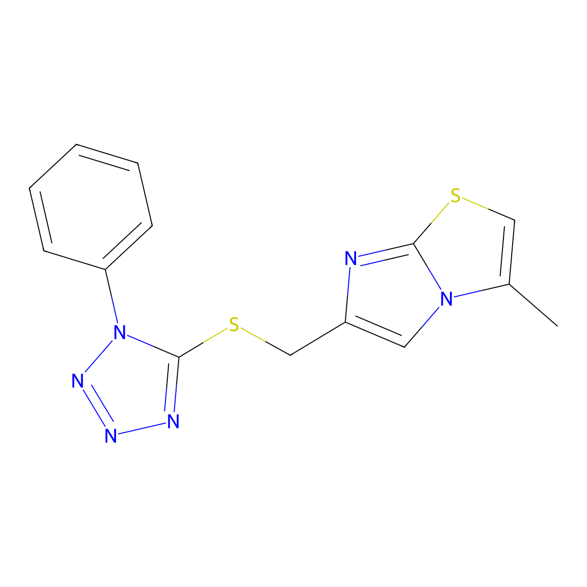 3-methyl-6-{[(1-phenyl-1H-tetrazol-5-yl)sulfanyl]methyl}imidazo[2,1-b][1,3]thiazole molecular structure, CAS 325778-93-6