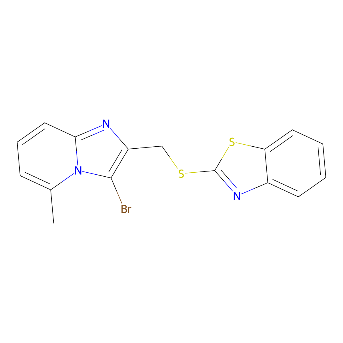 1,3-Benzothiazol-2-yl (3-bromo-5-methylimidazo[1,2-a]pyridin-2-yl)methyl sulfide molecular structure, CAS 325778-98-1