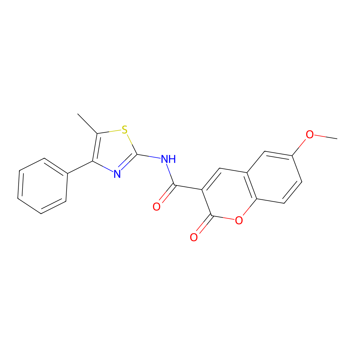 6-methoxy-N-(5-methyl-4-phenyl-1,3-thiazol-2-yl)-2-oxochromene-3-carboxamide molecular structure, CAS 325779-31-5