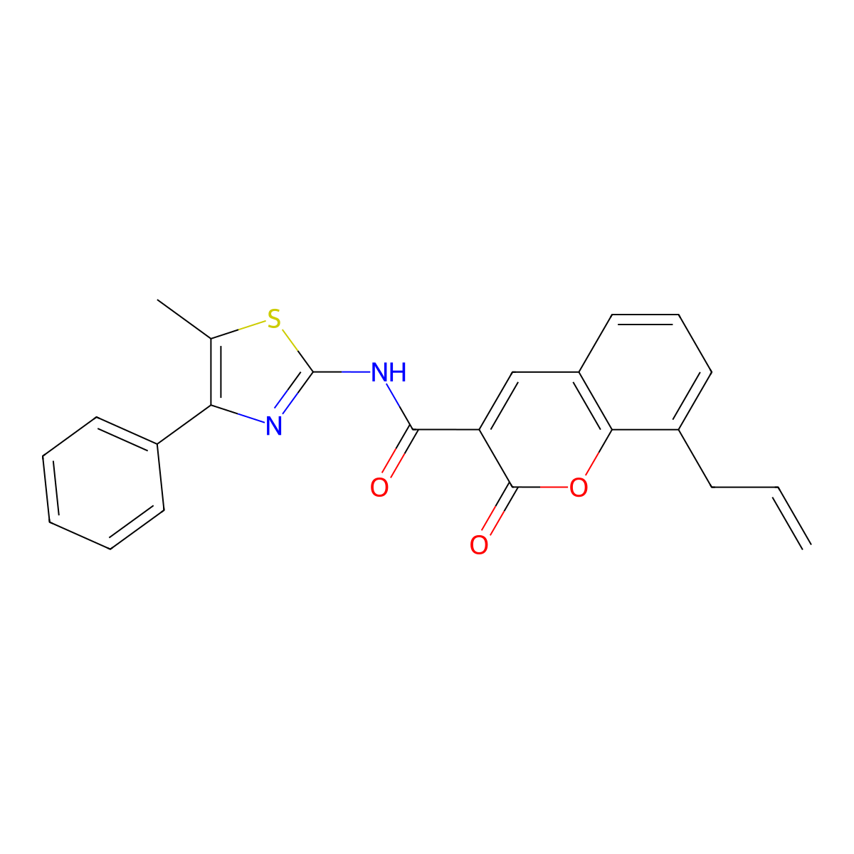 8-allyl-N-(5-methyl-4-phenylthiazol-2-yl)-2-oxo-2H-chromene-3-carboxamide molecular structure, CAS 325779-32-6