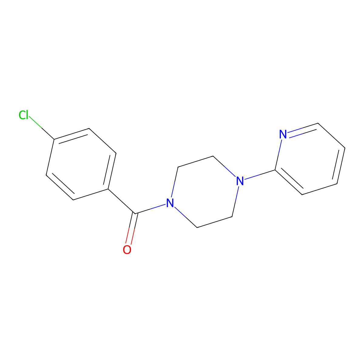 (4-Chlorophenyl)-[4-(2-pyridinyl)-1-piperazinyl]methanone molecular structure, CAS 325779-60-0