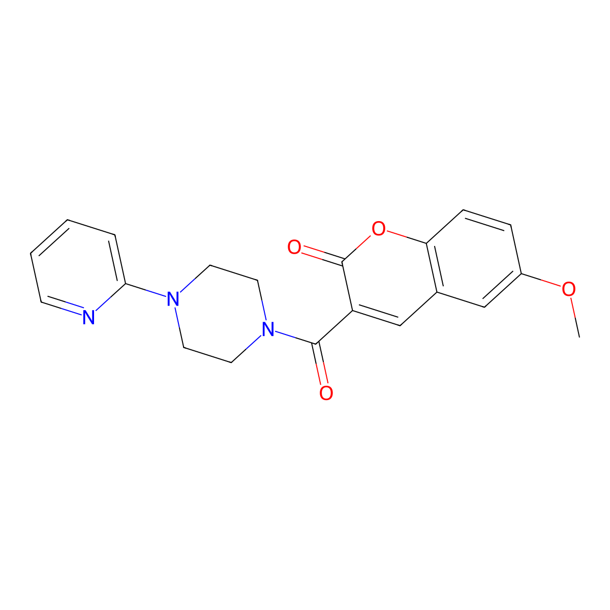 6-methoxy-3-(4-(pyridin-2-yl)piperazine-1-carbonyl)-2H-chromen-2-one molecular structure, CAS 325780-12-9