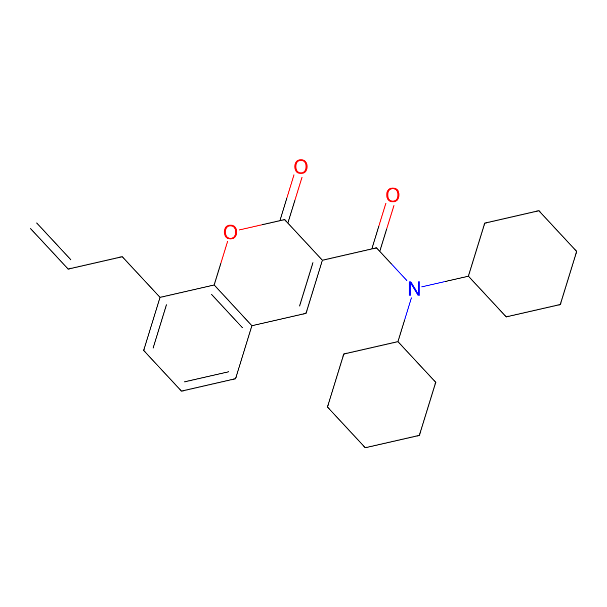 8-allyl-N,N-dicyclohexyl-2-oxo-2H-chromene-3-carboxamide molecular structure, CAS 325780-23-2