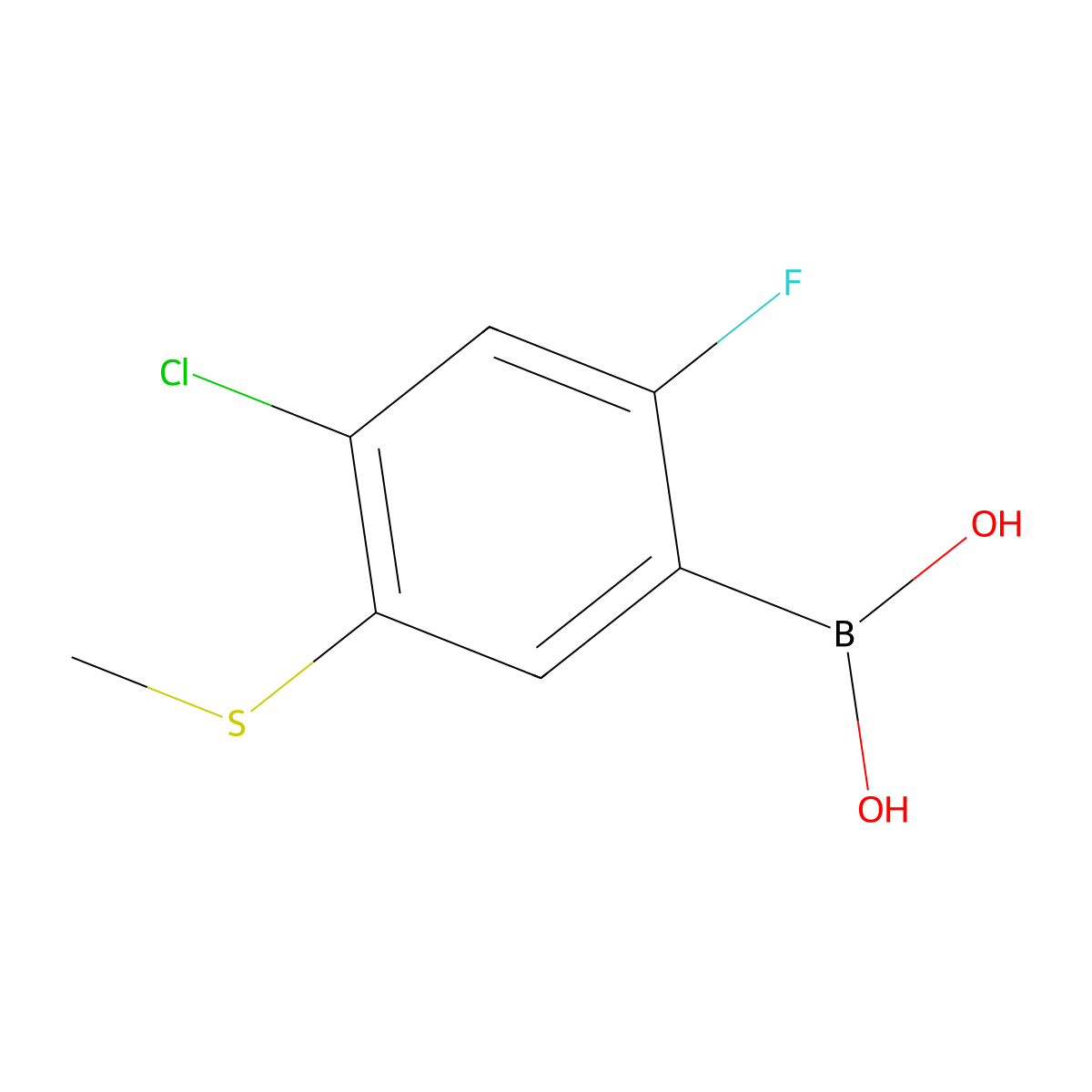 Boronic acid, [4-chloro-2-fluoro-5-(methylthio)phenyl]- molecular structure, CAS 325786-19-4
