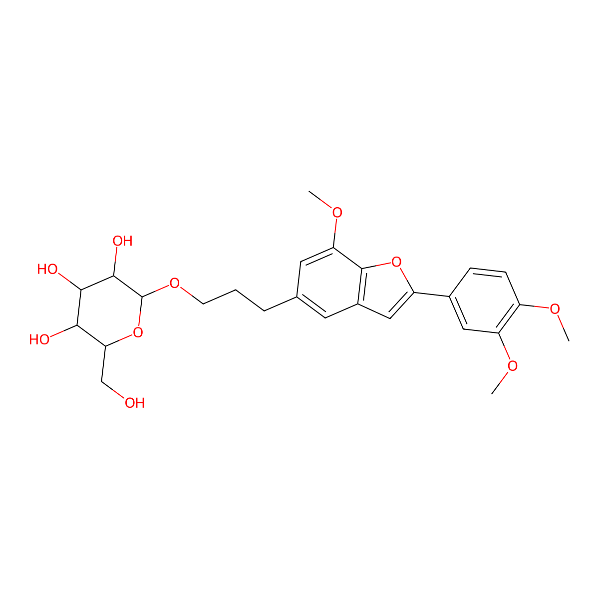 (2R,3R,4S,5S,6R)-2-[3-[2-(3,4-dimethoxyphenyl)-7-methoxy-1-benzofuran-5-yl]propoxy]-6-(hydroxymethyl)oxane-3,4,5-triol molecular structure, CAS 325791-19-3