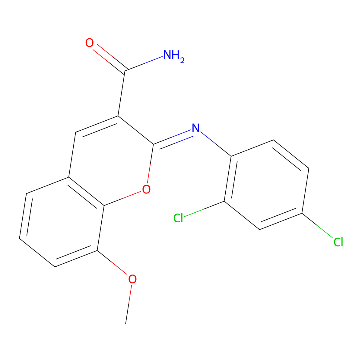 (2Z)-2-[(2,4-dichlorophenyl)imino]-8-methoxy-2H-chromene-3-carboxamide molecular structure, CAS 325799-83-5
