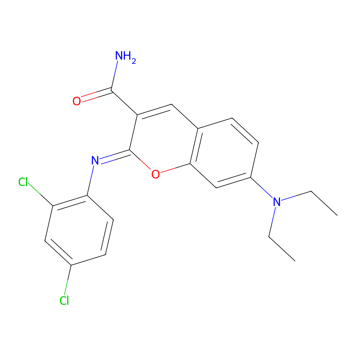 (Z)-2-((2,4-dichlorophenyl)imino)-7-(diethylamino)-2H-chromene-3-carboxamide molecular structure, CAS 325799-85-7