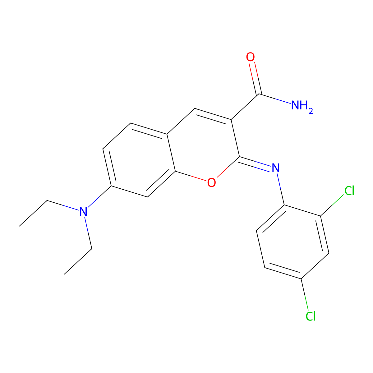(Z)-2-((2,4-dichlorophenyl)imino)-7-(diethylamino)-2H-chromene-3-carboxamide molecular structure, CAS 325799-85-7