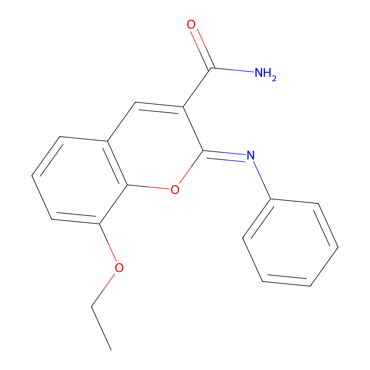 (2Z)-8-ethoxy-2-(phenylimino)-2H-chromene-3-carboxamide molecular structure, CAS 325799-86-8