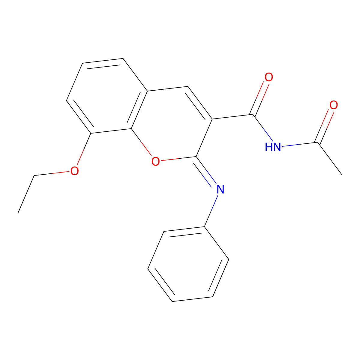 (Z)-N-acetyl-8-ethoxy-2-(phenylimino)-2H-chromene-3-carboxamide molecular structure, CAS 325799-87-9