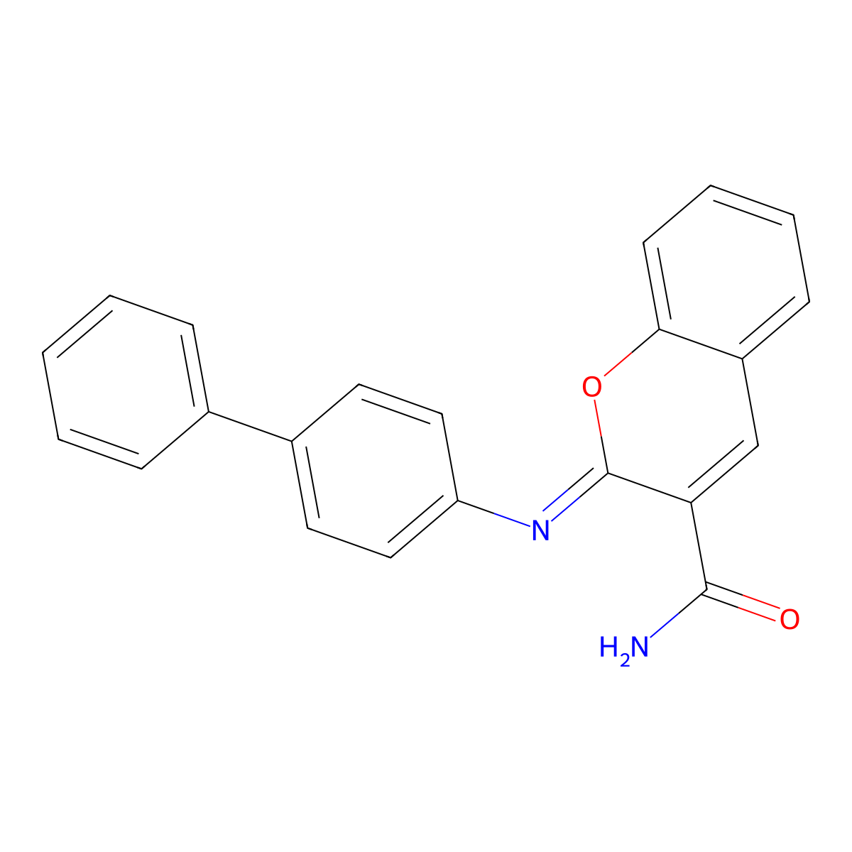 2-(4-Phenylphenyl)iminochromene-3-carboxamide molecular structure, CAS 325799-89-1