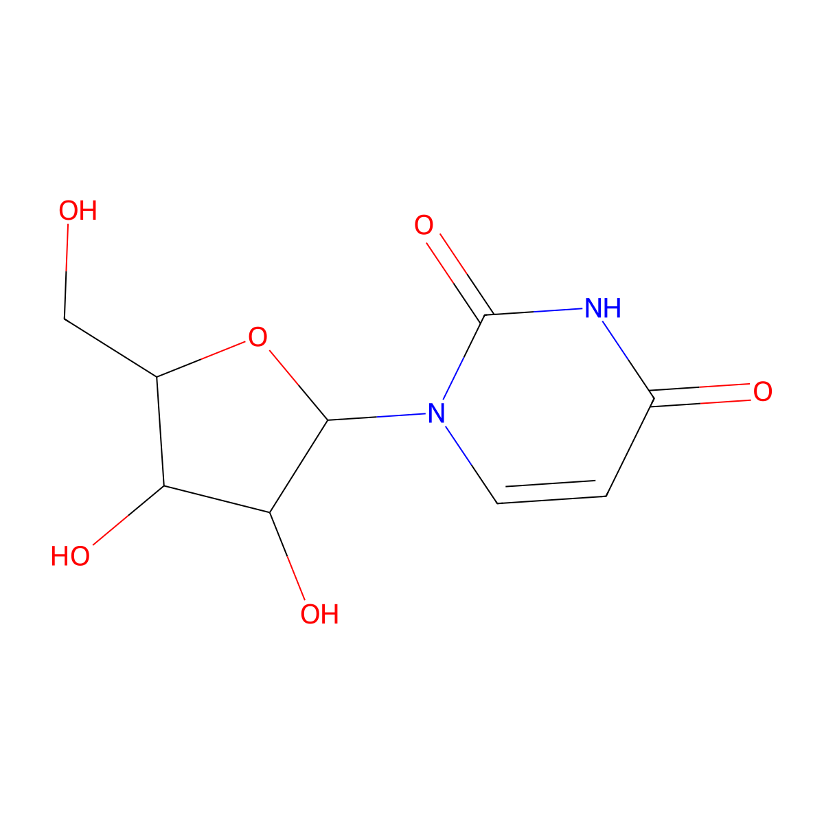 1-(a-D-ribofuranosyl)uracil molecular structure, CAS 3258-07-9