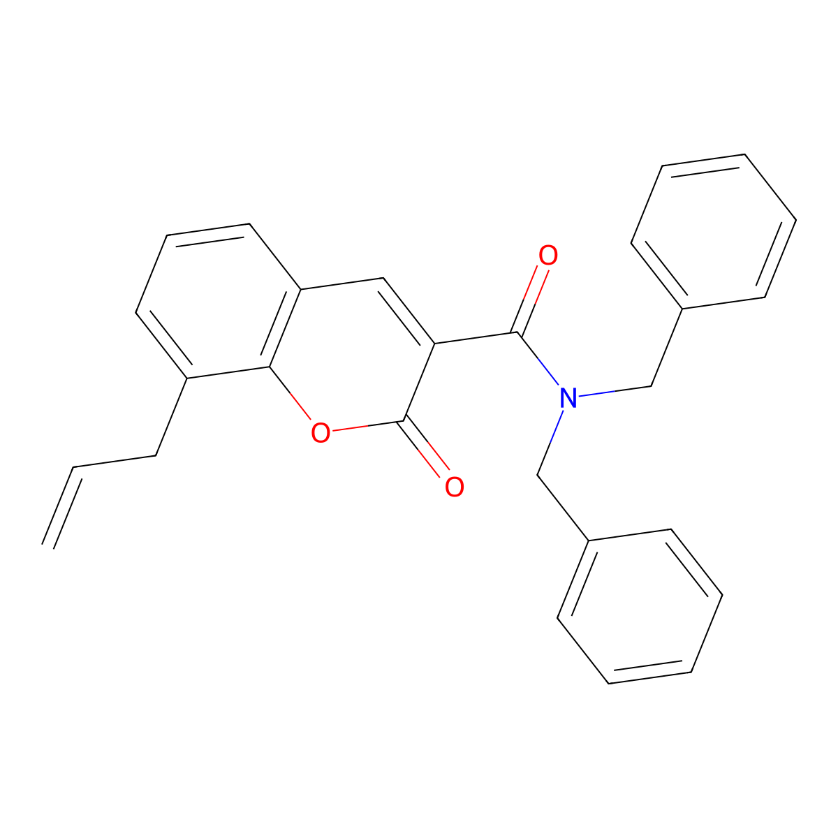 8-allyl-N,N-dibenzyl-2-oxo-2H-chromene-3-carboxamide molecular structure, CAS 325802-33-3