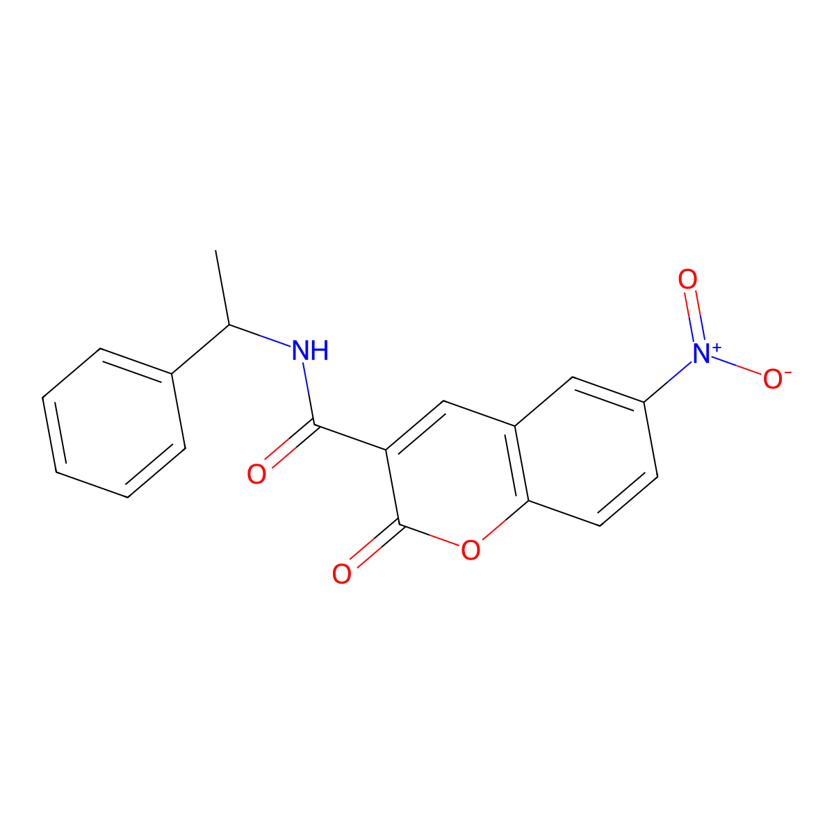 6-nitro-2-oxo-N-(1-phenylethyl)chromene-3-carboxamide molecular structure, CAS 325802-45-7