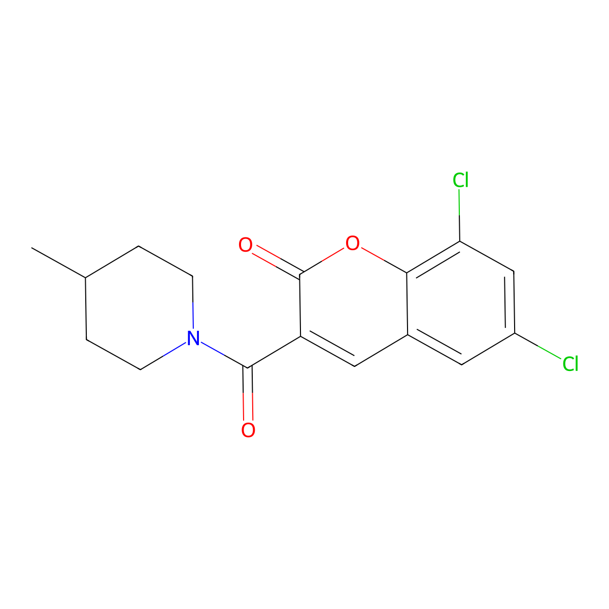 6,8-Dichloro-3-[(4-methylpiperidyl)carbonyl]chromen-2-one molecular structure, CAS 325802-51-5