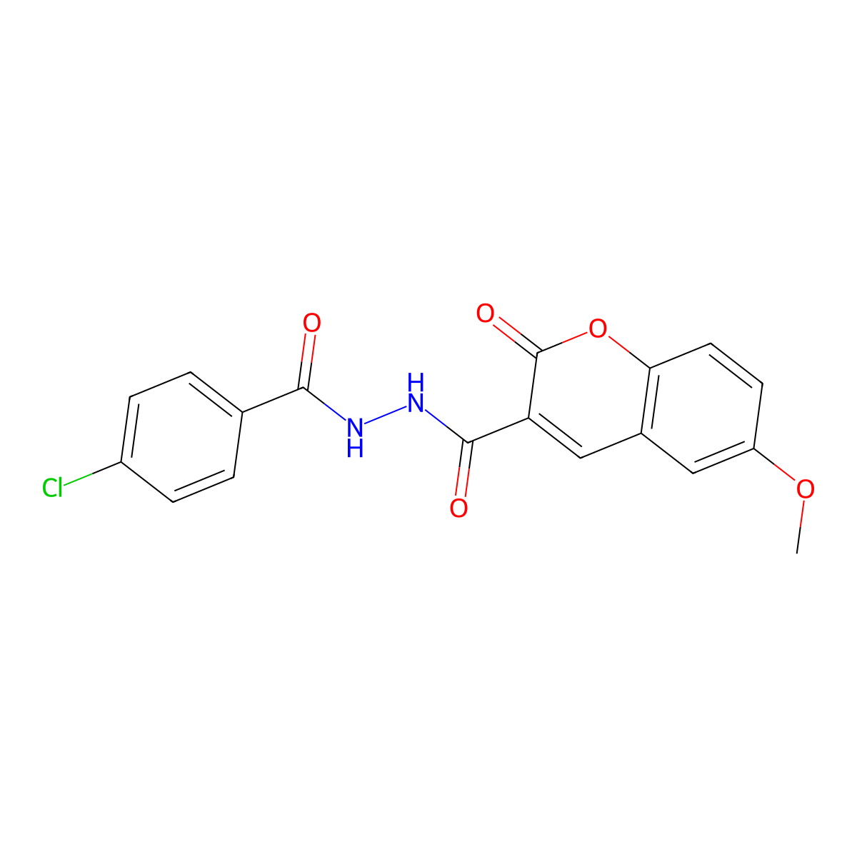 N'-[(4-chlorophenyl)carbonyl]-6-methoxy-2-oxo-2H-chromene-3-carbohydrazide molecular structure, CAS 325802-58-2