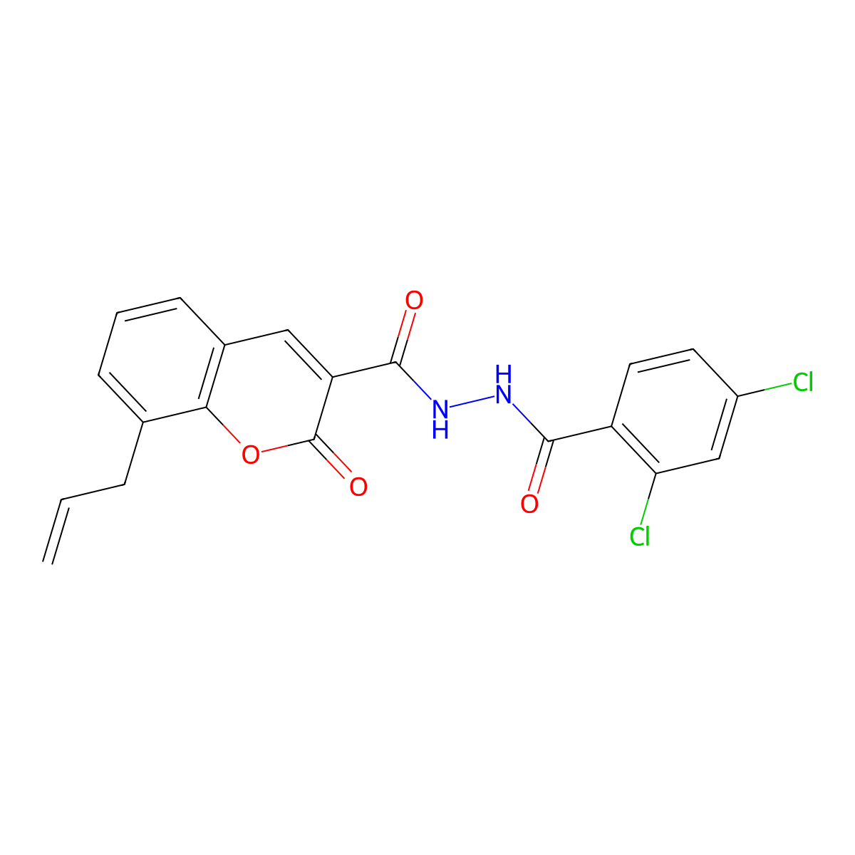 N'-[(2,4-dichlorophenyl)carbonyl]-2-oxo-8-(prop-2-en-1-yl)-2H-chromene-3-carbohydrazide molecular structure, CAS 325802-60-6